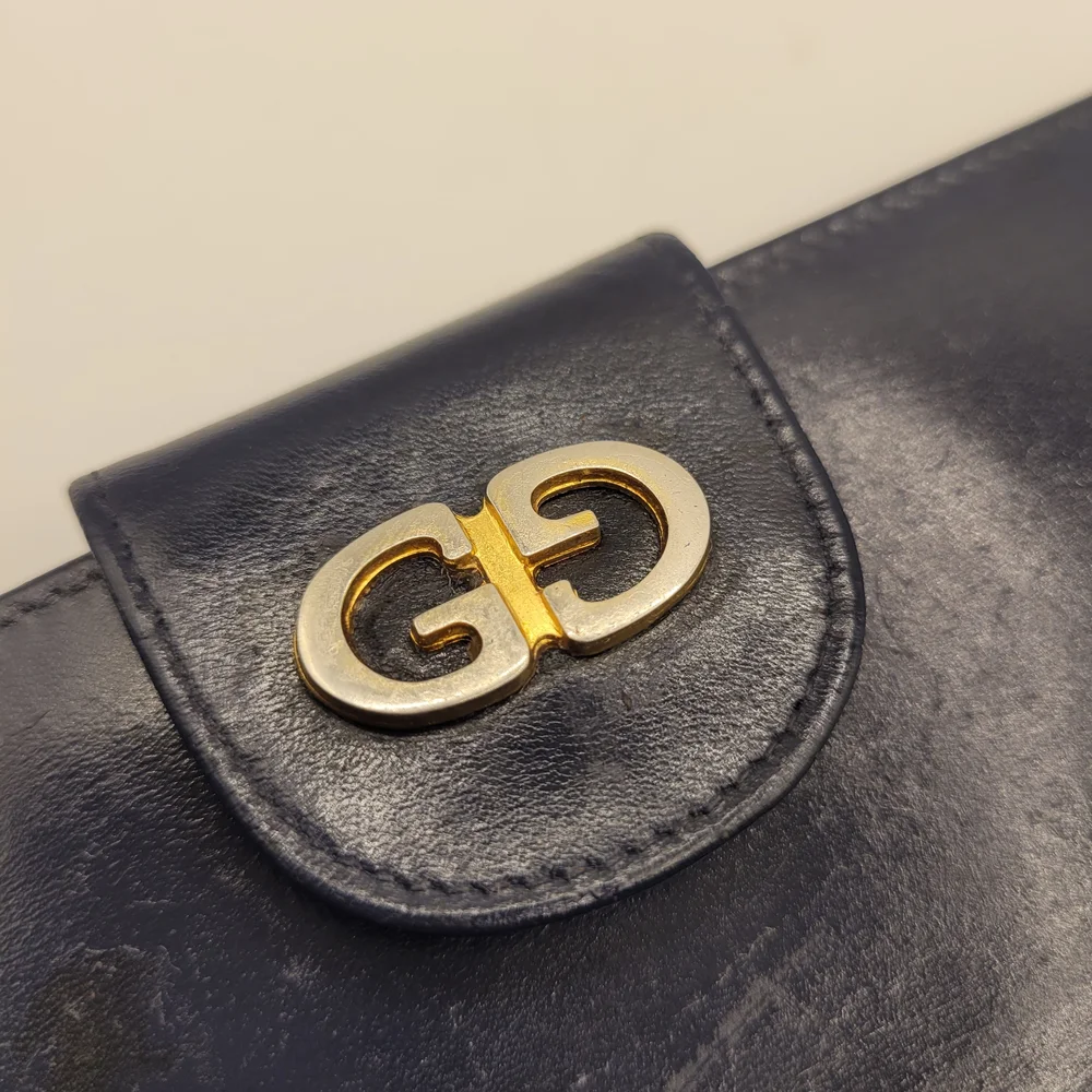 Gucci Blue Leather Wallet with Gold Logo